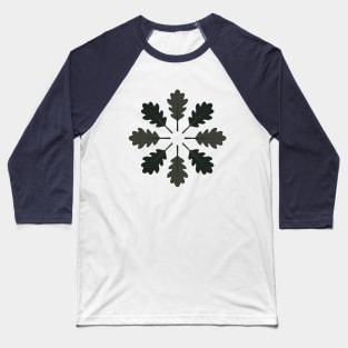 Radial Oak Leaves (Black) Baseball T-Shirt